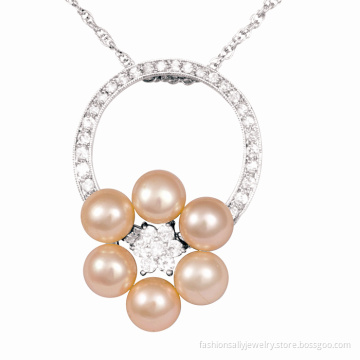 2014 New Design 925 Sterling Silver Flower Pendant with Pearl